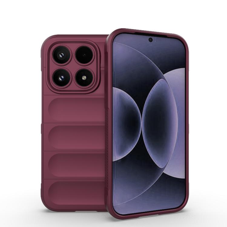 

For Xiaomi 17 Magic Shield TPU + Flannel Phone Case(Wine Red)