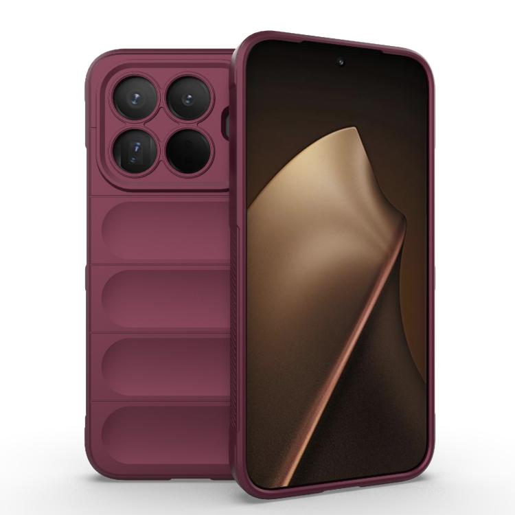 

For Xiaomi 15T Pro 5G Global Magic Shield TPU + Flannel Phone Case(Wine Red)