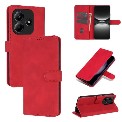 

For Redmi Note 14 5G AZNS Skin Feel Calf Texture Flip Leather Phone Case(Red)