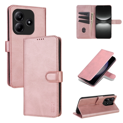 

For Redmi Note 14 5G AZNS Skin Feel Calf Texture Flip Leather Phone Case(Rose Gold)