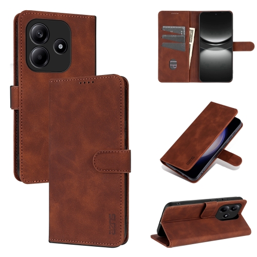 

For Redmi Note 14 5G AZNS Skin Feel Calf Texture Flip Leather Phone Case(Brown)