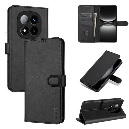 

For Redmi Note 14 Pro 5G AZNS Skin Feel Calf Texture Flip Leather Phone Case(Black)