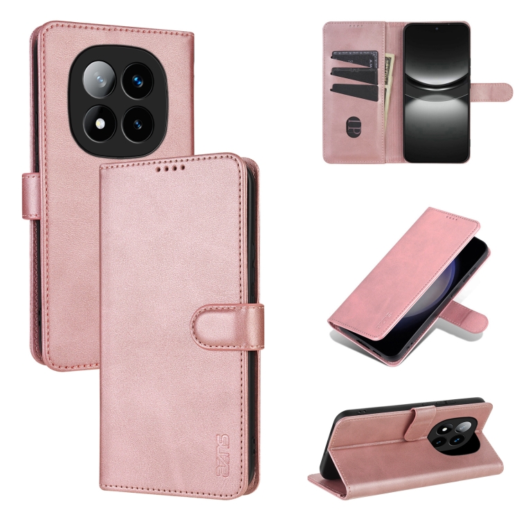 

For Redmi Note 14 Pro 5G AZNS Skin Feel Calf Texture Flip Leather Phone Case(Rose Gold)