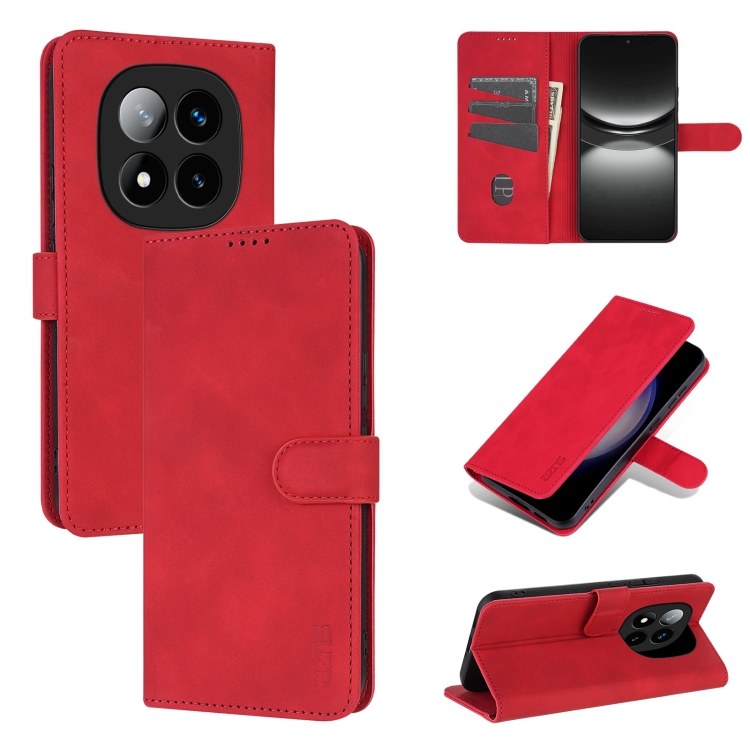 

For Redmi Note 14 Pro+ 5G AZNS Skin Feel Calf Texture Flip Leather Phone Case(Red)