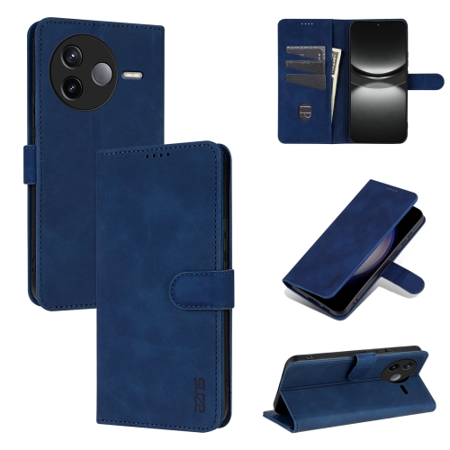 

For Redmi K80 AZNS Skin Feel Calf Texture Flip Leather Phone Case(Blue)