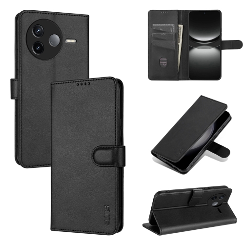 

For Redmi K80 AZNS Skin Feel Calf Texture Flip Leather Phone Case(Black)