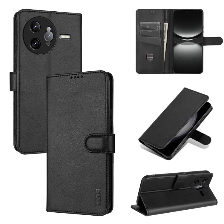

For Redmi K80 Pro AZNS Skin Feel Calf Texture Flip Leather Phone Case(Black)