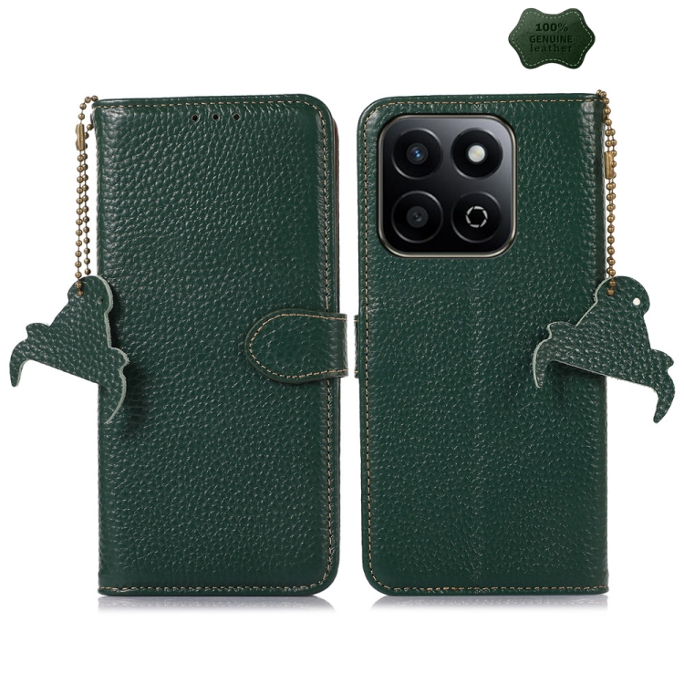 

For Honor Play 60 Plus Genuine Leather Litchi Texture RFID Leather Phone Case(Green)