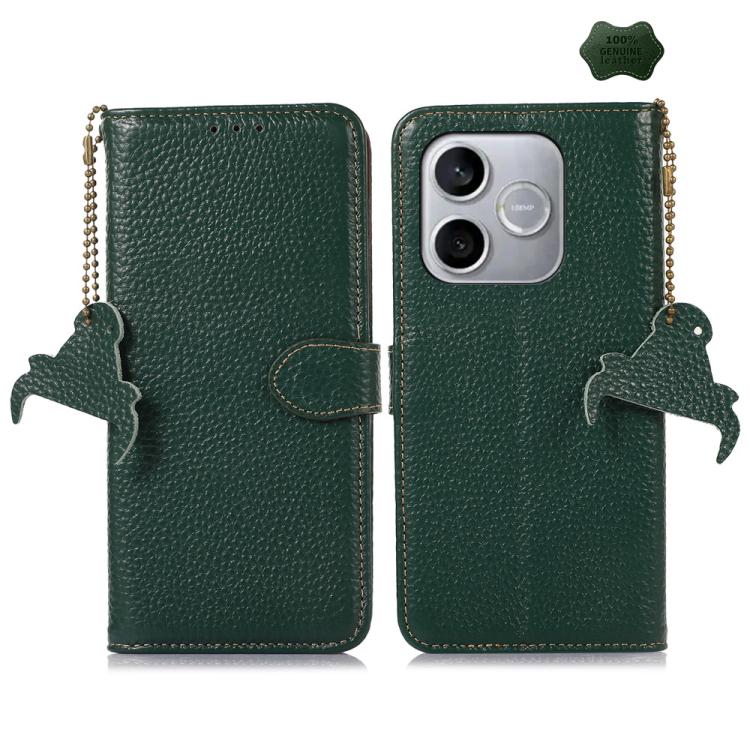 For Honor 600 Lite Global Genuine Leather Litchi Texture RFID Leather Phone Case(Green)