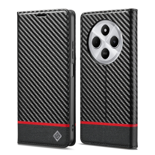 

For Redmi 14C 4G LC.IMEEKE Carbon Fiber Texture Flip Leather Phone Case(Horizontal Black)