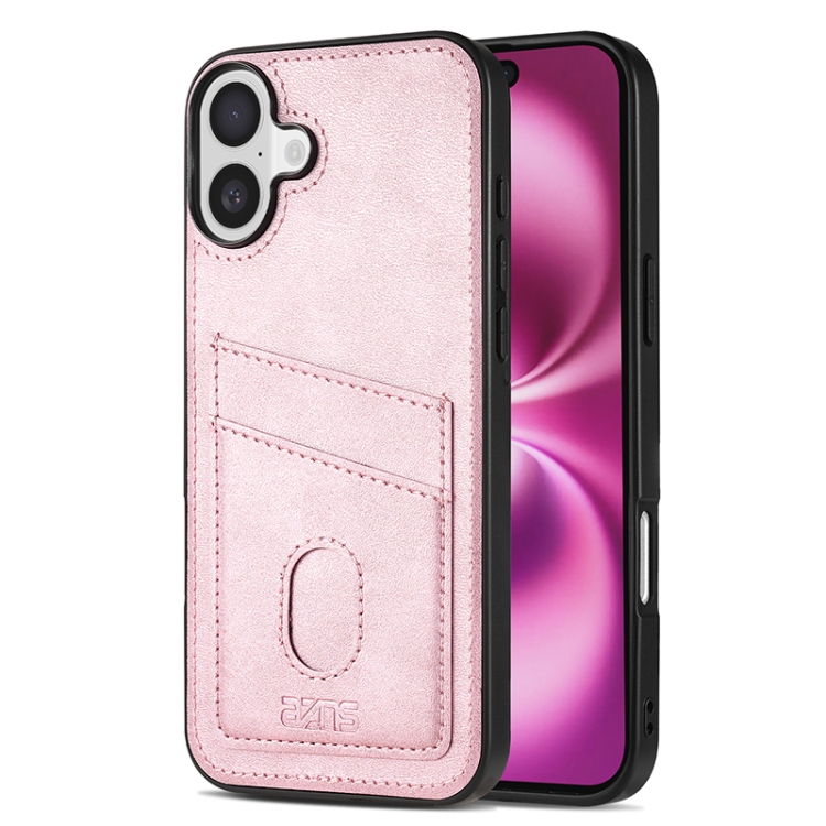 

For iPhone 16 AZNS K1 Series Card Slot Business Phone Case(Pink)