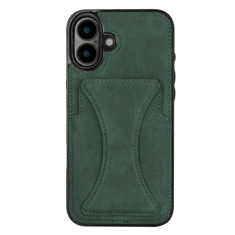 

For iPhone 16 Plus Ultra-thin Shockproof Phone Protective Case with Holder(Green)