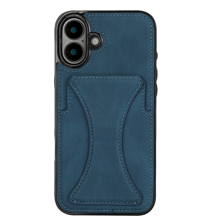 

For iPhone 16 Plus Ultra-thin Shockproof Phone Protective Case with Holder(Blue)