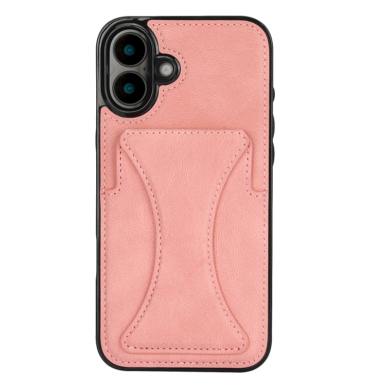 

For iPhone 16 Plus Ultra-thin Shockproof Phone Protective Case with Holder(Rose Gold)