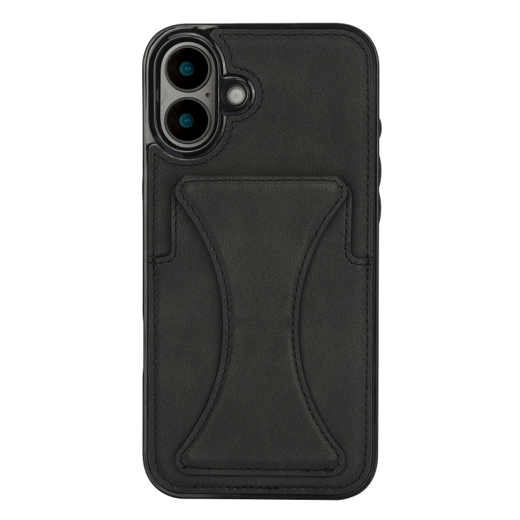 

For iPhone 16 Ultra-thin Shockproof Phone Protective Case with Holder(Black)