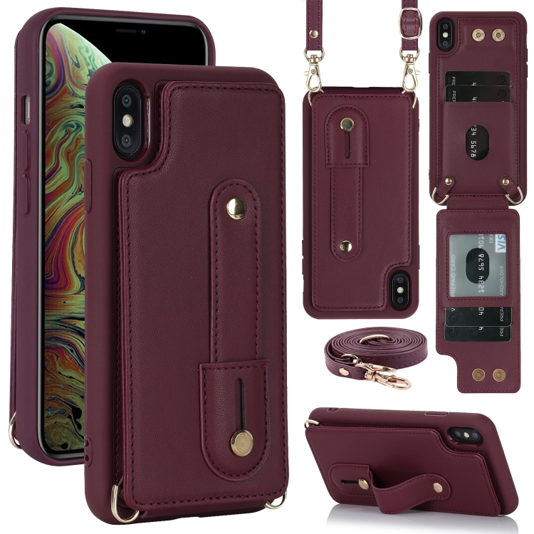 For iPhone XS Max Wristband Vertical Flip Wallet Back Cover