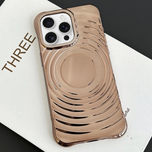 

For iPhone 16 Pro Electroplating Wave MagSafe Phone Case(Gold)