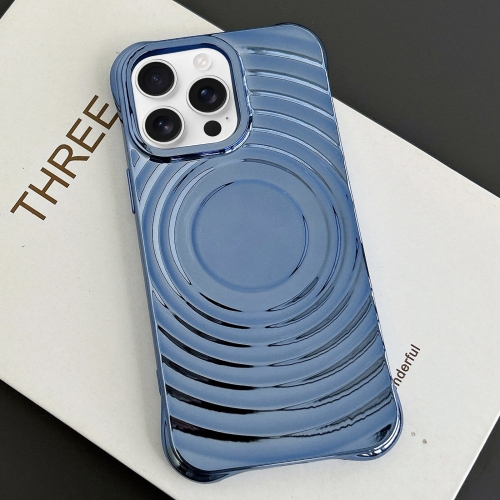 

For iPhone 15 Pro Max Electroplating Wave MagSafe Phone Case(Blue)
