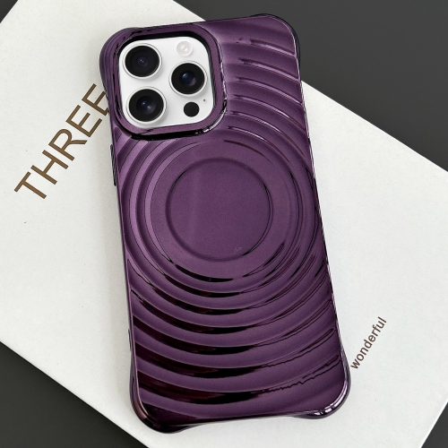 

For iPhone 15 Pro Max Electroplating Wave MagSafe Phone Case(Purple)