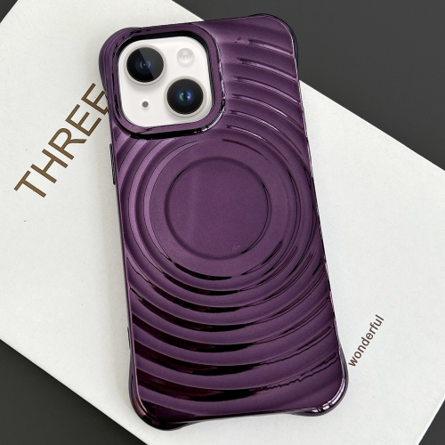 

For iPhone 15 Electroplating Wave MagSafe Phone Case(Purple)