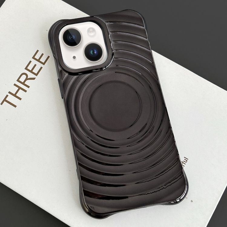 

For iPhone 14 Electroplating Wave MagSafe Phone Case(Black)