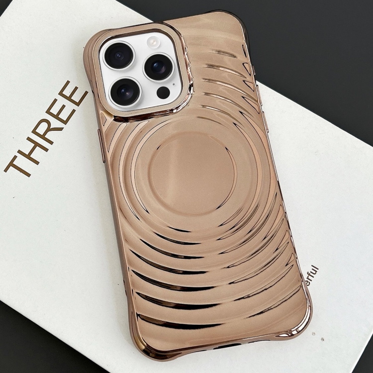 

For iPhone 14 Pro Electroplating Wave MagSafe Phone Case(Gold)