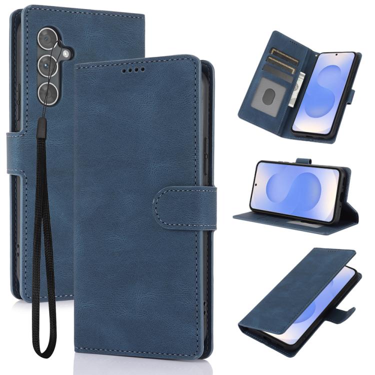 

For Samsung Galaxy S26 5G Fantasy Skin-feel Calfskin Texture Leather Phone Case(Blue)
