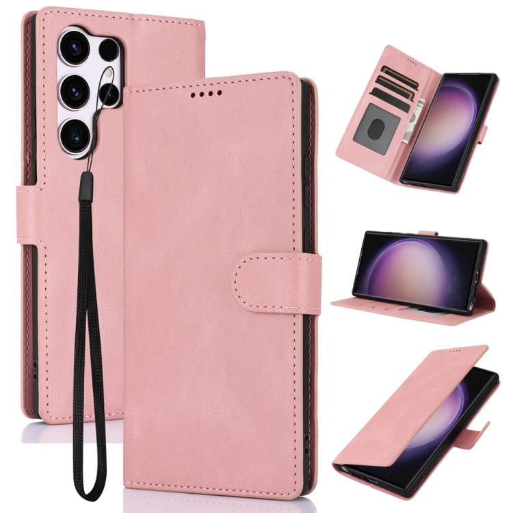 

For Samsung Galaxy S26 Ultra 5G Fantasy Skin-feel Calfskin Texture Leather Phone Case(Pink)