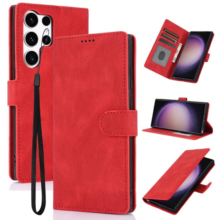 

For Samsung Galaxy S26 Ultra 5G Fantasy Skin-feel Calfskin Texture Leather Phone Case(Red)