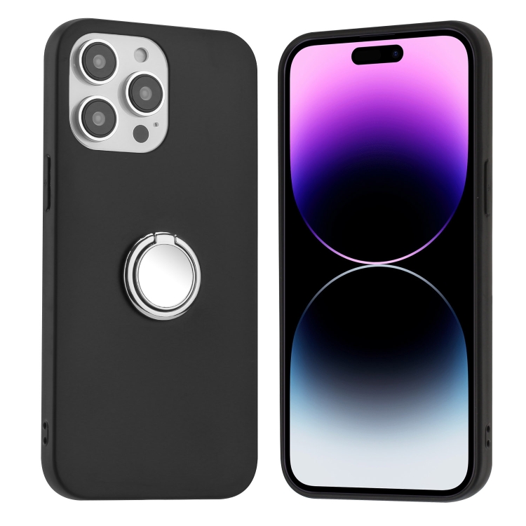 

For iPhone 16 Pro Matte Ring Holder TPU Phone Case(Silver)