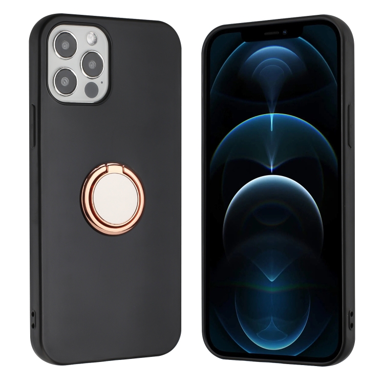 

For iPhone 11 Pro Matte Ring Holder TPU Phone Case(Rose Gold)