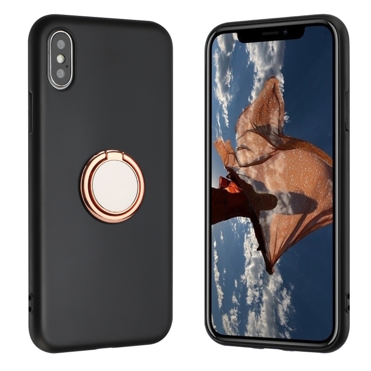 

For iPhone XS Max Matte Ring Holder TPU Phone Case(Rose Gold)