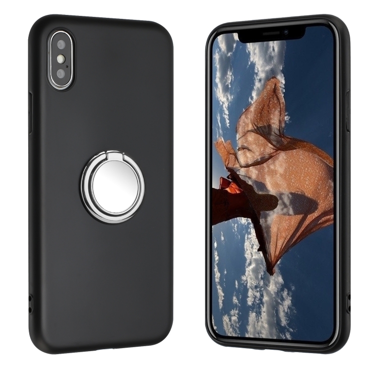 

For iPhone XS Max Matte Ring Holder TPU Phone Case(Silver)