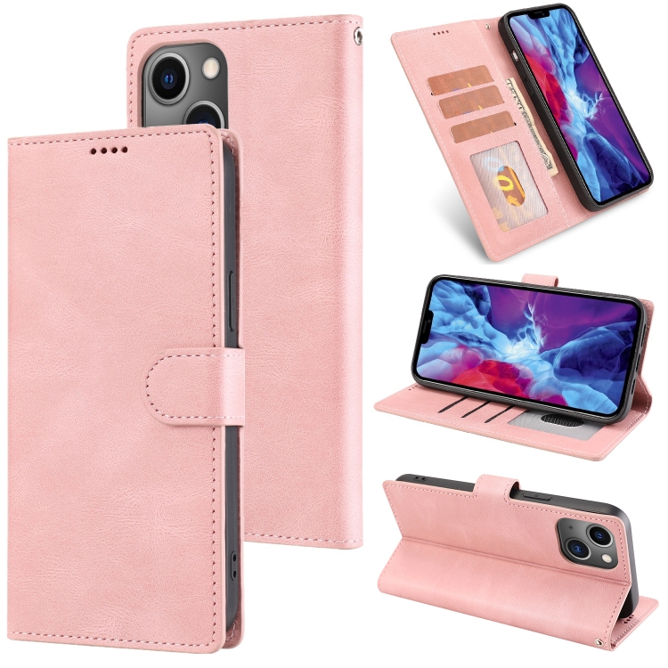 

For iPhone 15 Plus / 14 Plus Fantasy Skin-feel Calfskin Texture Leather Phone Case(Pink)