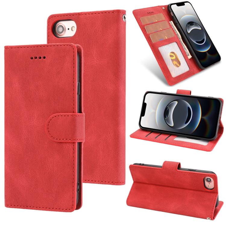 

For iPhone SE 2024 Fantasy Skin-feel Calfskin Texture Leather Phone Case(Red)