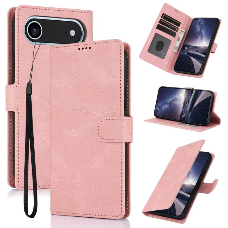 

For iPhone 17 Air Fantasy Skin-feel Calfskin Texture Leather Phone Case(Pink)