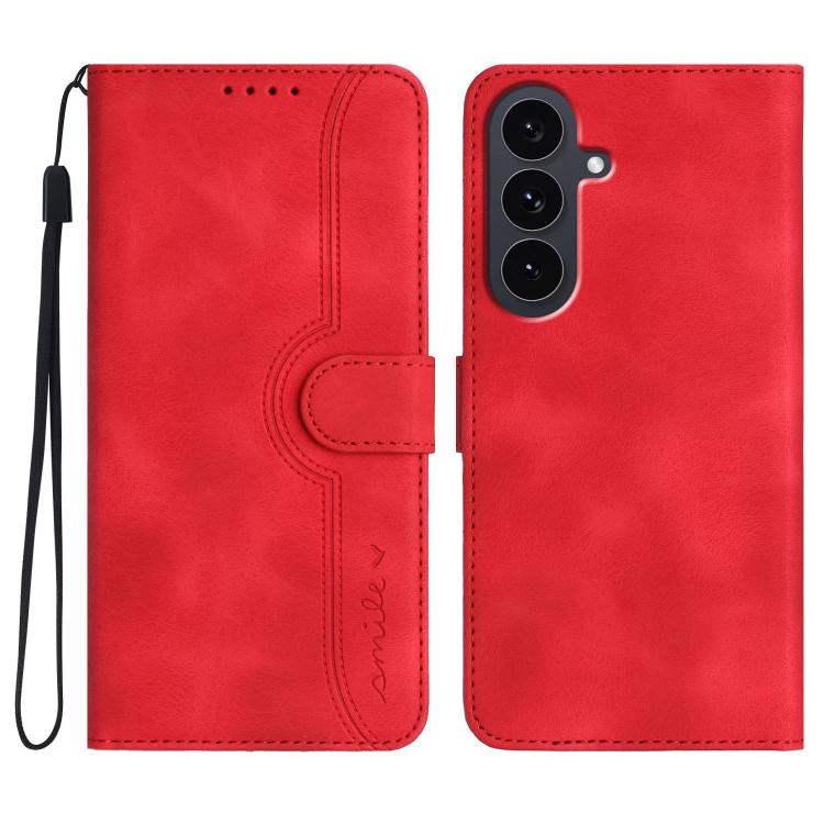 

For Samsung Galaxy S25 FE 5G Heart Pattern Skin Feel Leather Phone Case(Red)