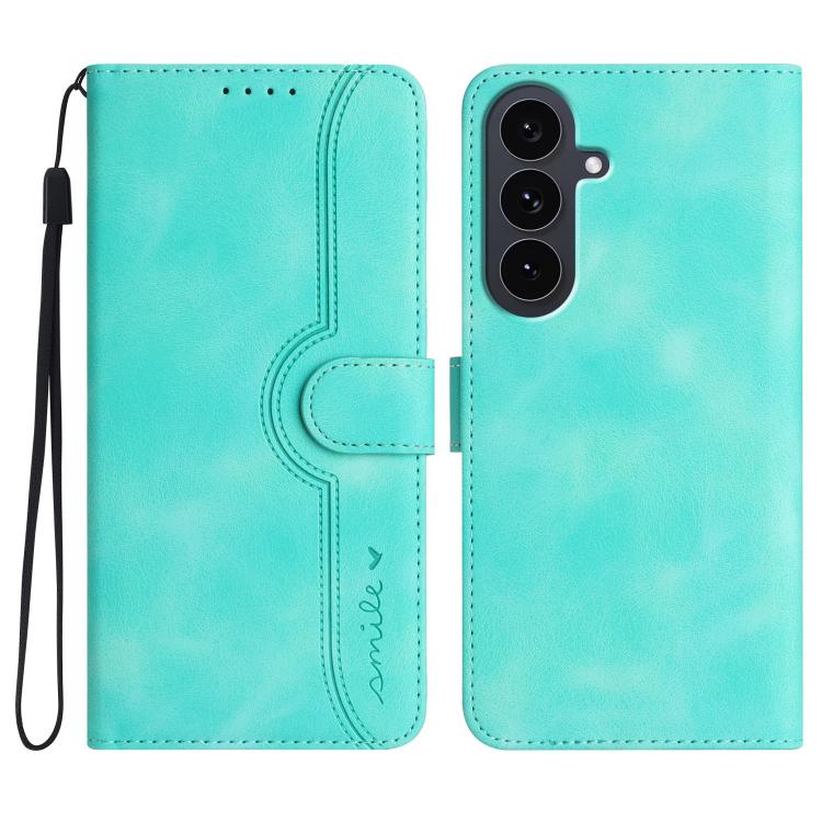 

For Samsung Galaxy S25 FE 5G Heart Pattern Skin Feel Leather Phone Case(Light Blue)