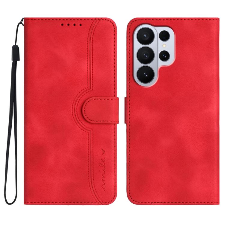 

For Samsung Galaxy S26 Ultra 5G Heart Pattern Skin Feel Leather Phone Case(Red)