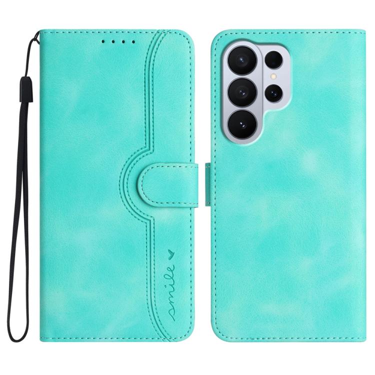 

For Samsung Galaxy S26 Ultra 5G Heart Pattern Skin Feel Leather Phone Case(Light Blue)