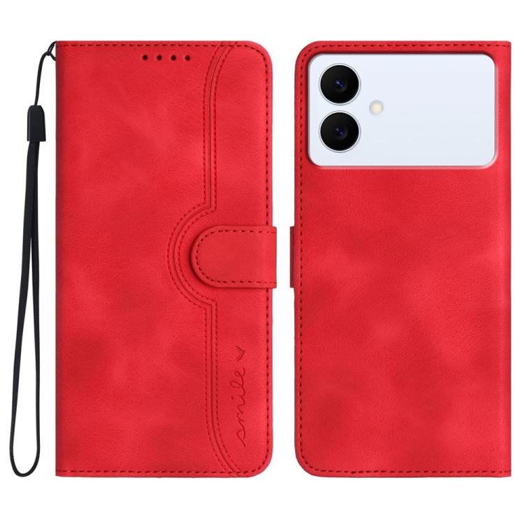 

For Samsung Galaxy S26 Edge 5G Heart Pattern Skin Feel Leather Phone Case(Red)