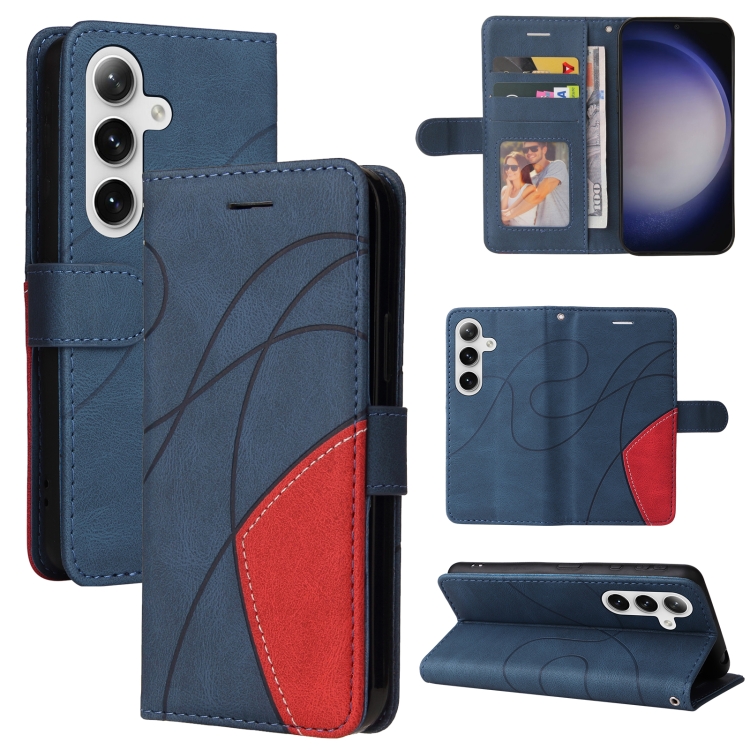 

For Samsung Galaxy S25 / S24 5G Dual-color Splicing Flip Leather Phone Case(Blue)