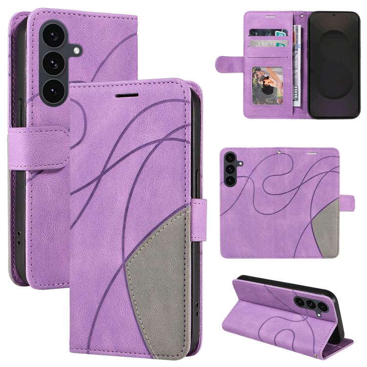 

For Samsung Galaxy S25 FE 5G Dual-color Splicing Flip Leather Phone Case(Purple)