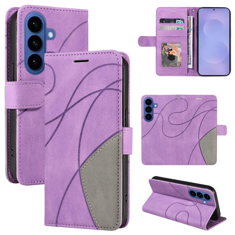 

For Samsung Galaxy S26 Pro 5G Dual-color Splicing Flip Leather Phone Case(Purple)
