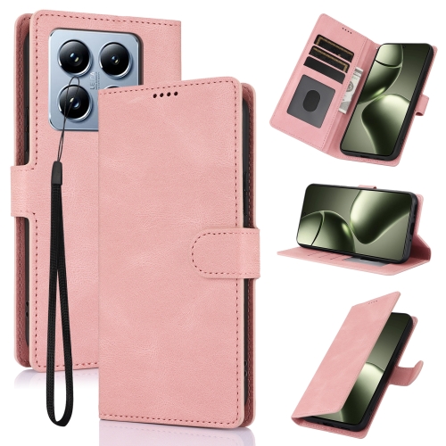 

For Xiaomi 14T Pro Fantasy Skin-feel Calfskin Texture Leather Phone Case(Pink)