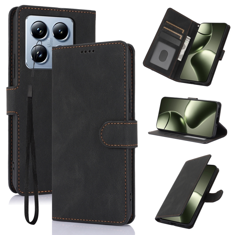 

For Xiaomi 14T Fantasy Skin-feel Calfskin Texture Leather Phone Case(Black)