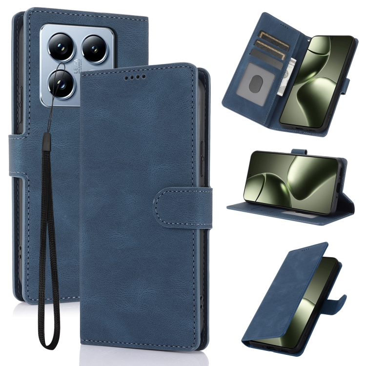 

For Xiaomi 14T Fantasy Skin-feel Calfskin Texture Leather Phone Case(Blue)