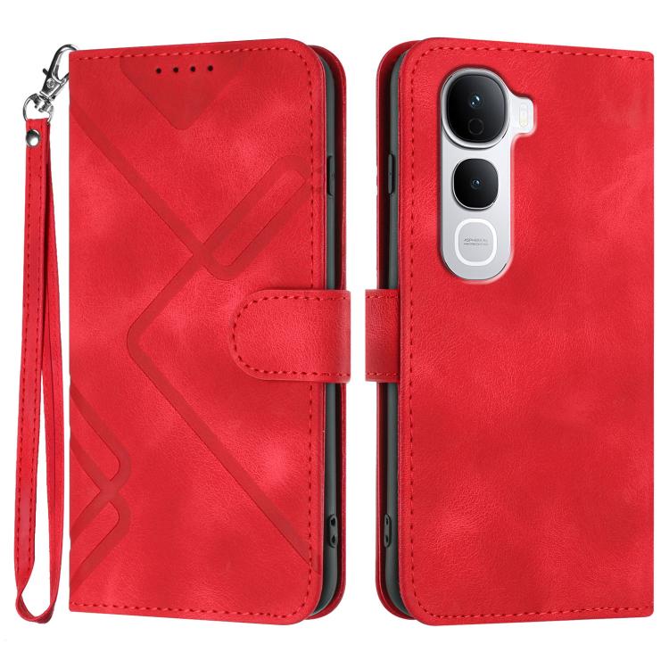 

For vivo Y400 Pro 5G Line Pattern Skin Feel Leather Phone Case(Red)