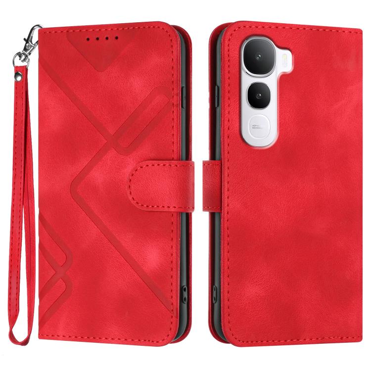 

For vivo Y400 5G Line Pattern Skin Feel Leather Phone Case(Red)