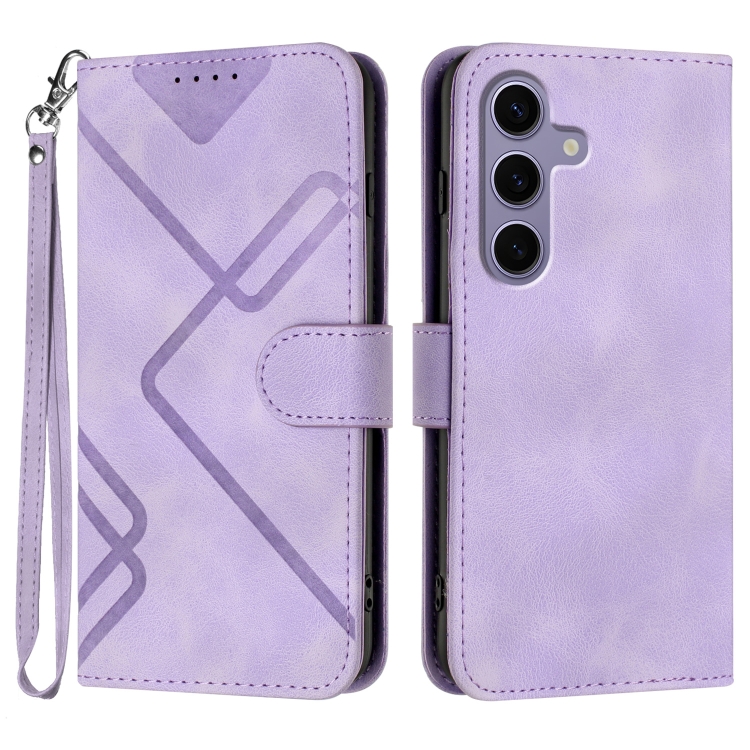 

For Samsung Galaxy S25 5G Line Pattern Skin Feel Leather Phone Case(Light Purple)